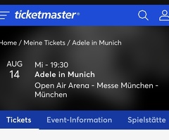 4 Tickets Adele 14 augustus Block A14 rij 1 - 2