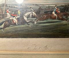 J.Harris Foxhunting print from 1850 “the start” in wooden frame