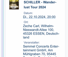 Schiller Wanderlust tour in Essen 22 okt 20 uur