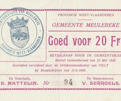 Gemeente MEULEBEKE WEST FLANDERS 1940  SEJE VAN 4