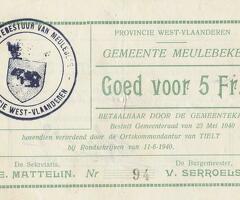 Gemeente MEULEBEKE WEST FLANDERS 1940  SEJE VAN 4