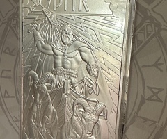 10 oz Silver, Norse God Thor, 10 ounce zilveren baar