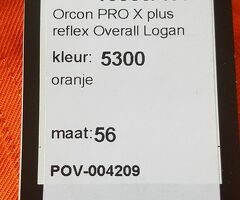 Orcon PRO X plus reflex Overall Logan, nieuw, maat 56