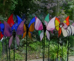 Vlinder Bij Haan plantenstekers  Tiffany glas