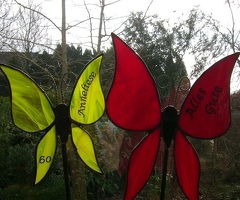 Vlinder Bij Haan plantenstekers  Tiffany glas - 3