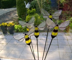 Vlinder Bij Haan plantenstekers  Tiffany glas