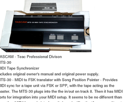 Tascam Teac Professinal divison MTS-30 Midi tape synchronize